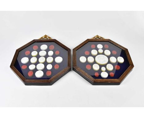 A collection of forty-two 19th century Grand Tour plaster roundels, various busts, classical figures, framed with gilt metal 