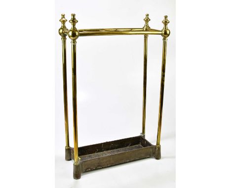 A Victorian style brass framed five division stick stand, height 67cm. 