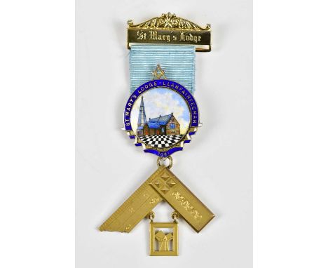 MASONIC INTEREST; a past master's jewel for a member of St Mary's lodge, lodge number 7061, in hallmarked silver, enamel and 