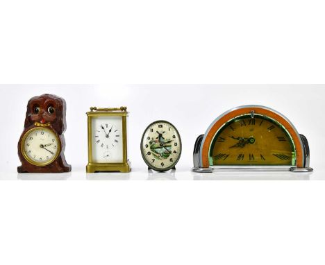 SMITHS SECTRIC; an Art Deco chrome mounted mantel clock, the dial set with Roman numerals, height 13cm, length 24cm, with a 1
