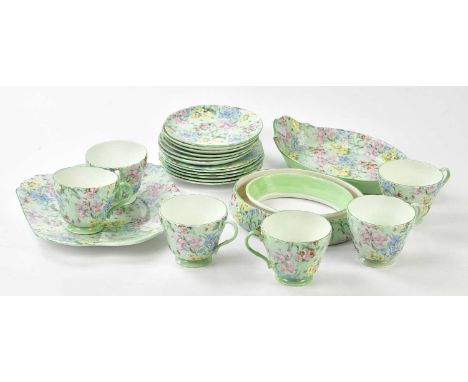 SHELLEY; a 'Melody' pattern part tea and dinner service, and a similar posy bowl.