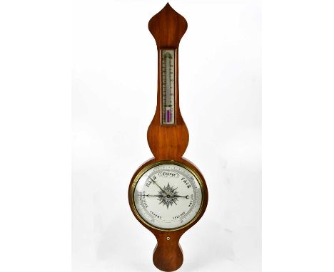 A 19th century wheel mahogany barometer, 100cm.