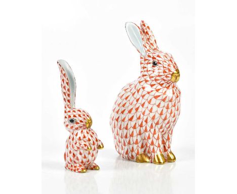 HEREND; two hand painted figures of rabbits, heights 13cm and 9.5cm (2)Condition Report: Both in good condition.