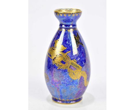 WEDGWOOD; a small dragon lustre vase with flared neck, height 12.5cm.Condition Report: Light wear to gilding but good conditi