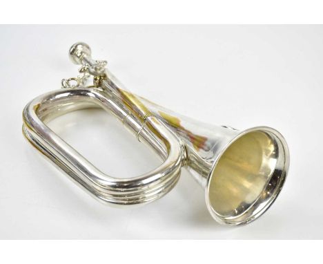 M.H; a silver plated bugle, 32cm, S.N: 4714.