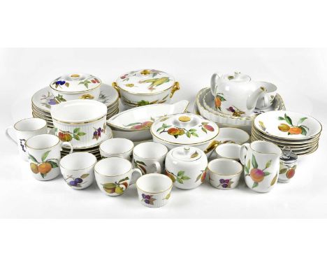 ROYAL WORCESTER; an 'Evesham' part tea/dinner service, to include six cups, six saucers, tea pot, sugar bowl, cream jug, six 