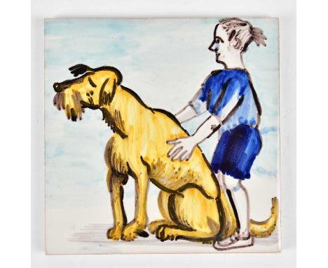 † PAULA REGO (born 1935); a signed limited edition ceramic tile, 'Hypnotising a Dog' numbered 19/50, produced in 1997, presen