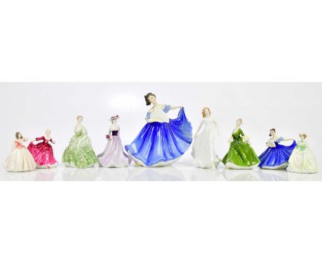ROYAL DOULTON; four figures comprising HN2791 'Elaine', HN3491 'Friendship', HN3213 'Kirsty' and HN3214 'Elaine', also five C