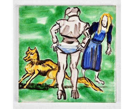 † PAULA REGO (born 1935); a signed limited edition ceramic tile, 'Frightened Fox' numbered 19/50, produced in 1997, presented