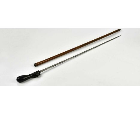 An early 20th century sword stick with bamboo shaft, with replacement ebonised handle with dog head surmount, overall length 