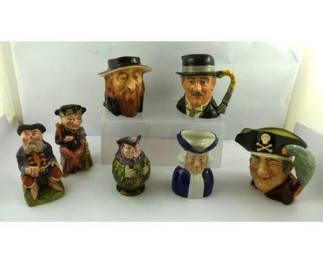 A ROYAL DOULTON CHARACTER JUG "LONG JOHN SILVER", ref. D6335, together with a Melba Ware "MR. PUNCH" CHARACTER JUG, a Melba W