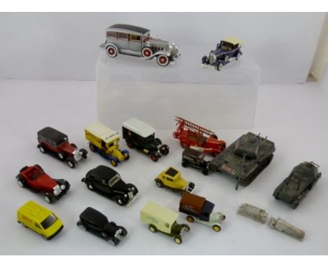 A COLLECTION OF DIE CAST VEHICLES including models of Yesteryear etc, Vintage cars, Tanks, etc