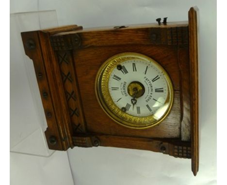A LATE 19TH CENTURY OAK CASED "FATTORINI & SONS" BRADFORD PATENT AUTOMATIC ALARM, patent no.16226, 31.5cm high, together with
