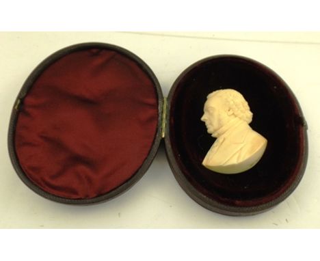 A VICTORIAN CASED IVORY PORTRAIT PROFILE OF JOHN BRIGHT (1811-1889) Quaker, British Radical, and Liberal Statesman, Birmingha