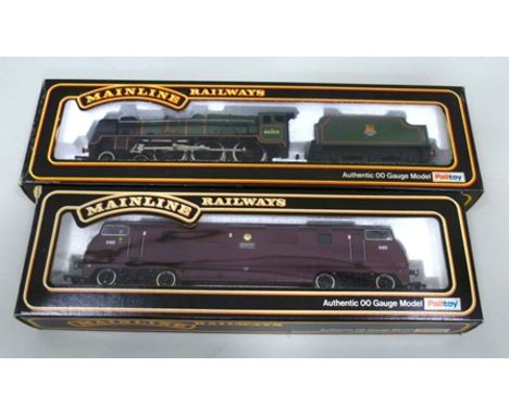 TWO MAINLINE PALITOY 00 GAUGE LOCOMOTIVES 4-6-0 rebuilt Scot in BR green, Hermes diesel electric in maroon 