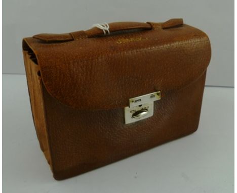 "MUDIE & SONS" OF LONDON a leather cased playing card case with silver clasp containing two Rubicon Bezique markers 