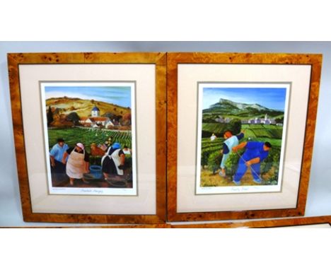 AFTER MARGARET LOXTON Four vineyard limited edition Colour Prints, "Chambolle-Musigny", "Gevrey-Chambertin", "Pouilly-Fuisse"