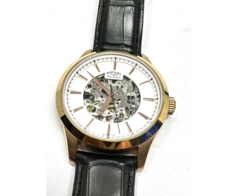 Rotary skeleton dial automatic gents wristwatch the watch is ticking 