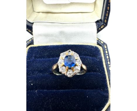 Fine white &amp; yellow gold sapphire &amp; old cut diamond ring 3.4g 