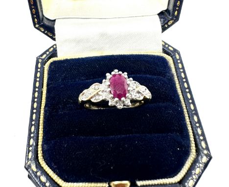 9ct gold ruby &amp; diamond ring 3.3g 