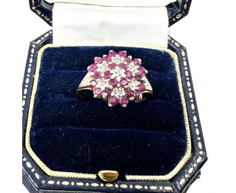 9ct gold ruby &amp; diamond ring 3.8g 