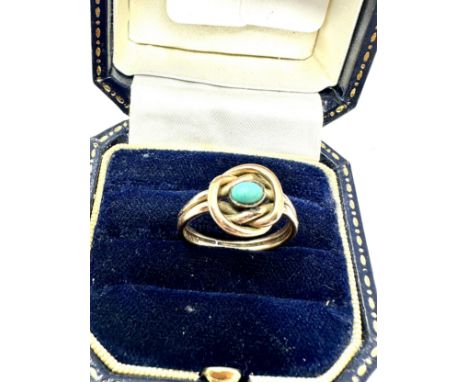 9ct gold antique turquoise knot ring (2.8g) 