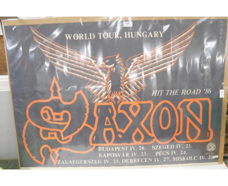 Saxon original concert poster, Hungary 1986 from property of Graham Oliver, Saxon