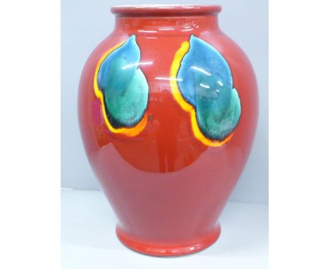 A Poole Pottery baluster vase, Odyssey pattern, designed by Alan Clarke, 34.5cm