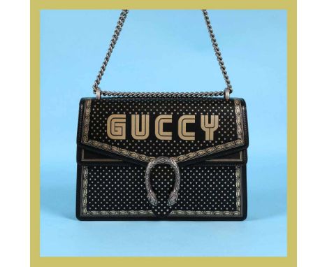   "Dionysus" - Gucci bag, leather, black, decorated with stellar motifs, accompanied by user manual and original box "Dionysu