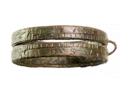 A Georgian Period Portable Pocket Sundial, 18th Century. An 18th century copper alloy pocket sundial, 39 mm diameter approx. 