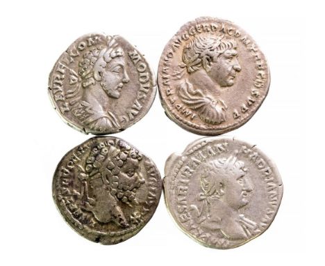 Roman Silver Denarius Group (4).Trajan.  IMP TRAIANO AVG GER DAC PM TRP COS V P P, Laureate, draped, & cuirassed bust right, 