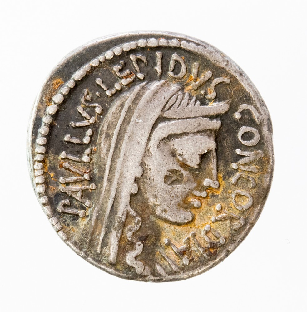 L. Aemilius Lepidus Paullus denarius, Rome, 62BC.Obv. PAVLLVS LEPIDVS