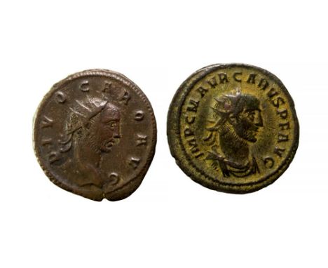 Carus Antoninianus (2).DIVO CARO AVG, radiate head right / CONSECRATIO, eagle standing right, head left, XXI in ex. RIC 126. 