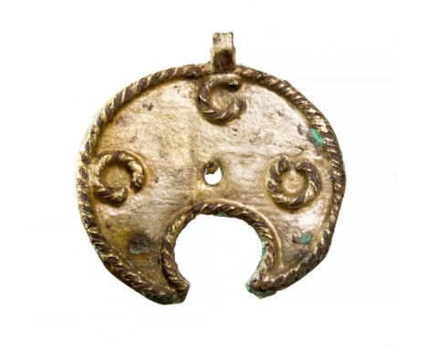 Roman Silver Lunar Pendant, 2nd-3rd Century AD. A rare silver lunar pendant of the Roman period. This crescentic flat lunar p