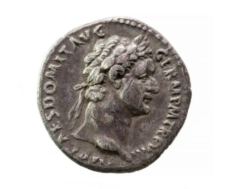 Domitian Silver Denarius, Rome, 88AD.Obv. IMP CAES DOMIT AVG GERM P M TR P VIII, laureate head right.Rev. COS-XIIII across fi