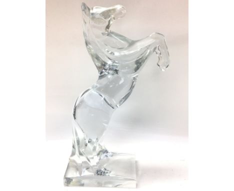 A Daum France translucent moulded glass Prancing Horse figure , 32cm tall approximately. No obvious damage or restoration. Th