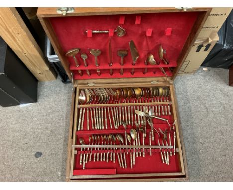 A cased set of Thai cutlery including knives, forks , spoons etc. This lot cannot be posted