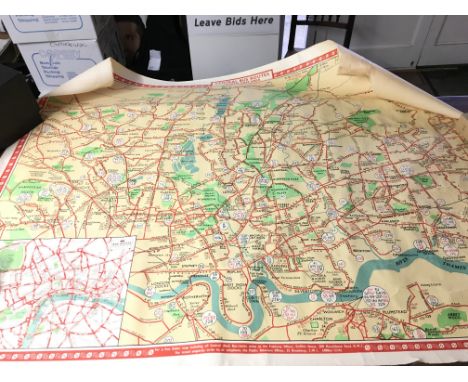 A vintage green bus London Essex bus route map and bus plate. Postage D