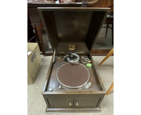 HMV model 103 gramophone together with a collection of records. (D)