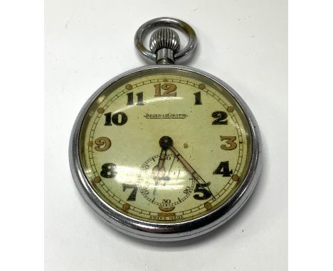 A 1940s chrome plated Jaeger-Le-Coultre militaryâ€™s issue pocket watch, GS/TP P1946, (seen working). (A)