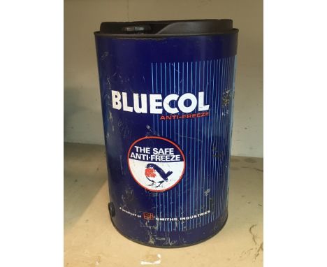 Vintage Bluecol Antifreeze drum, 41cm tall. This lot cannot be posted