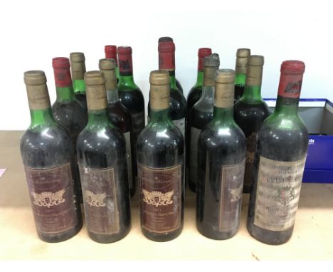 A Collection of sixteen vintage wines including 1971 Szentmarton- Saint Martin, Chateau Du Marquis 1973, Chateau De Camensac 