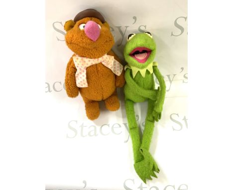 A collection of vintage play worn dolls and soft toys including Kermit the Frog and Fozzie bear etc. (D)