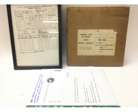 Space interest, a 1967 reel of NASA Madgar station scientific data recognition with associated log paperwork. NO RESERVE