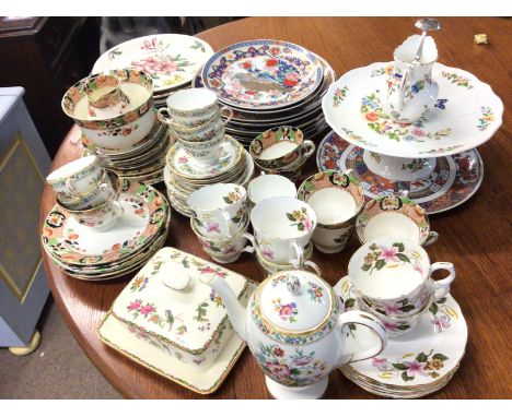 A collection of ceramics including Calais, Staffordshire Windermere, Foley bone china Ming rose. Including plates, cups etc. 