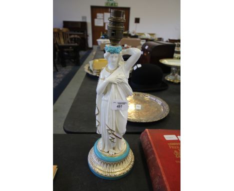 Spode style figural lamp (af)