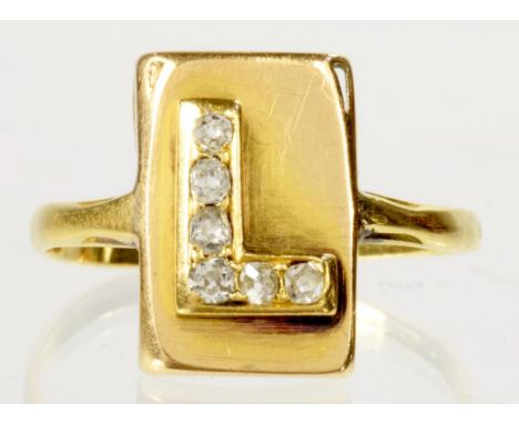 A ROSE DIAMOND INITIAL L RING, IN GOLD, MARKED 18CT, 2.4G, SIZE P