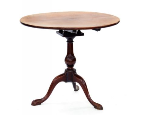 A GEORGE III MAHOGANY TRIPOD TABLE WITH BIRDCAGE ACTION, 82CM W 