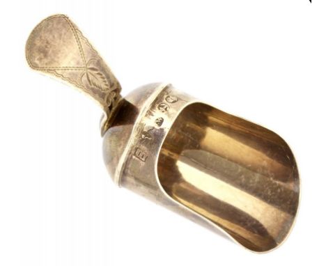 A GEORGE III SILVER CADDY SPOON OF SHOVEL SHAPE, 6.5CM L, BY JOSEPH WILMORE, BIRMINGHAM 1810, 6DWTS