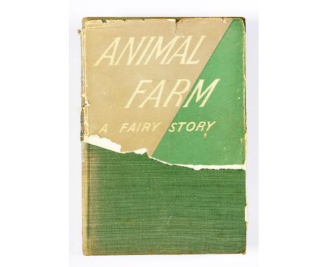 ORWELL (GEORGE), ANIMAL FARM A FAIRY STORY, FIRST EDITION, CLOTH, PART DUST JACKET, 1945 AND ONE SHELF OF BOOKS AND FOOTBALL 